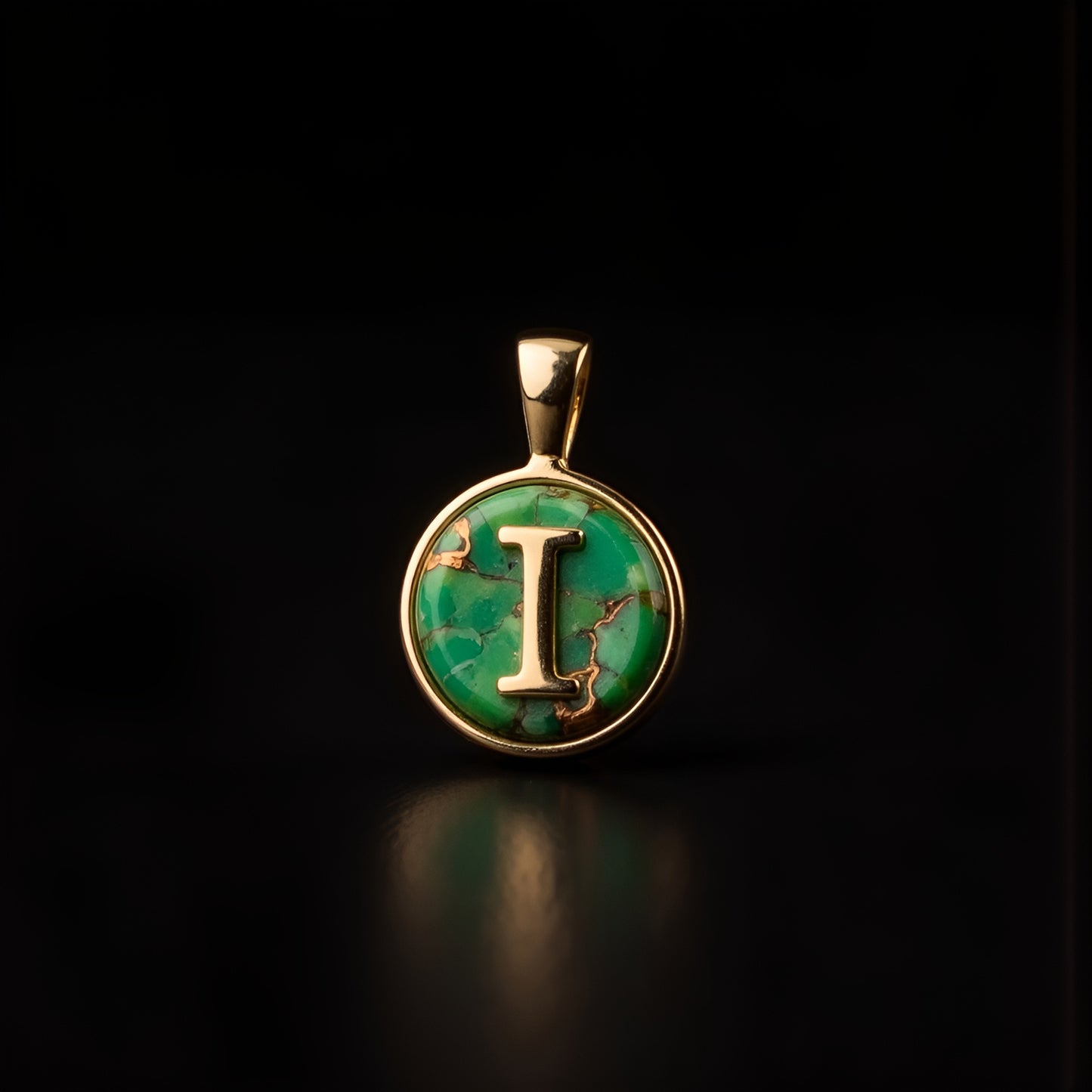 Turquoise & Gold Initial Pendant – Made to Order