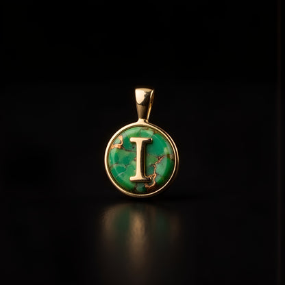 Turquoise & Gold Initial Pendant – Made to Order