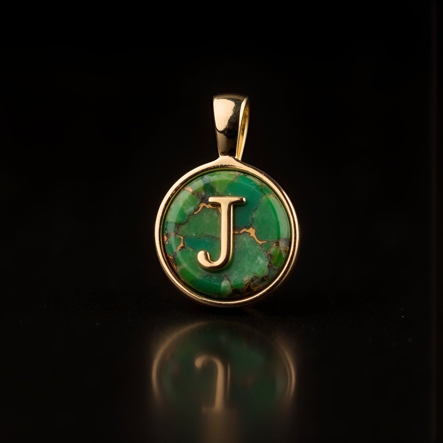 Turquoise & Gold Initial Pendant – Made to Order