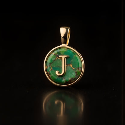 Turquoise & Gold Initial Pendant – Made to Order