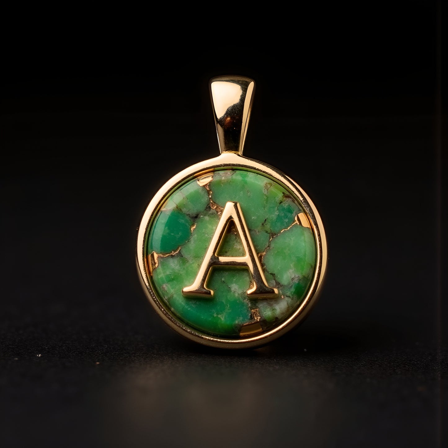 Turquoise & Gold Initial Pendant – Made to Order