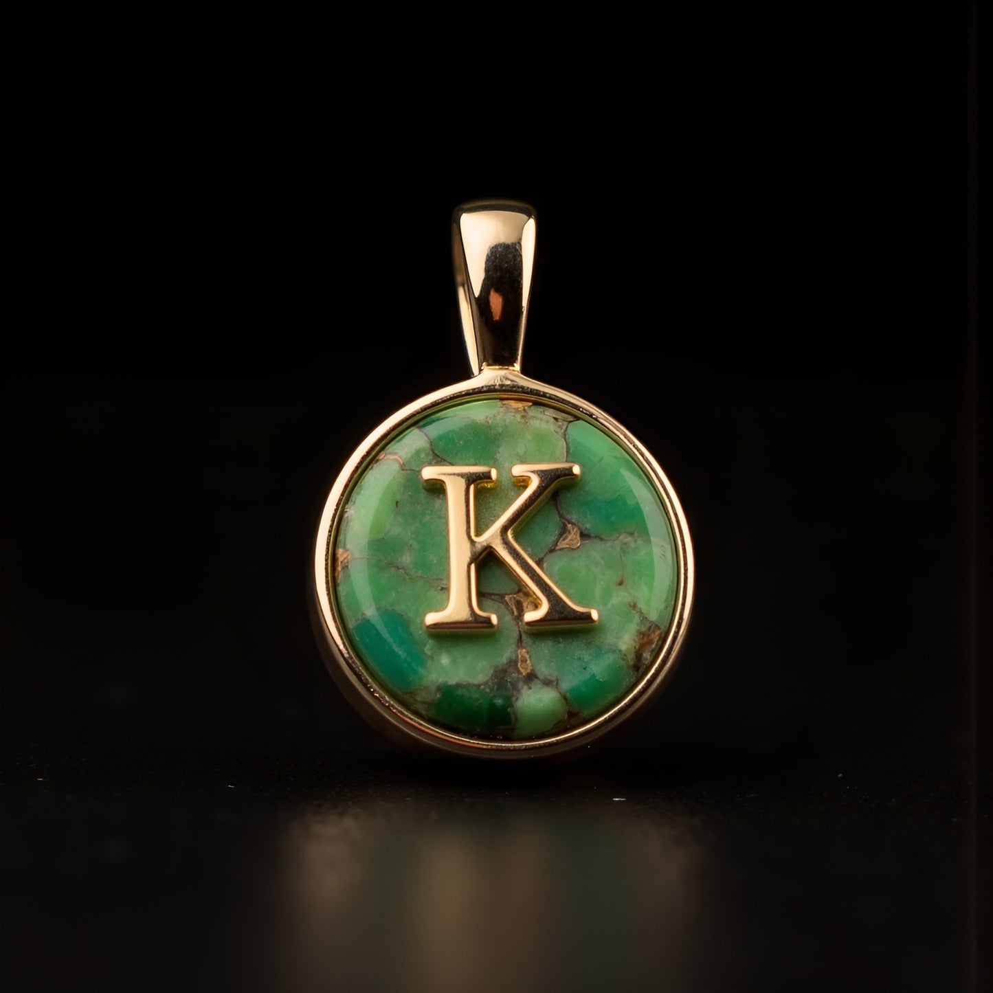 Turquoise & Gold Initial Pendant – Made to Order
