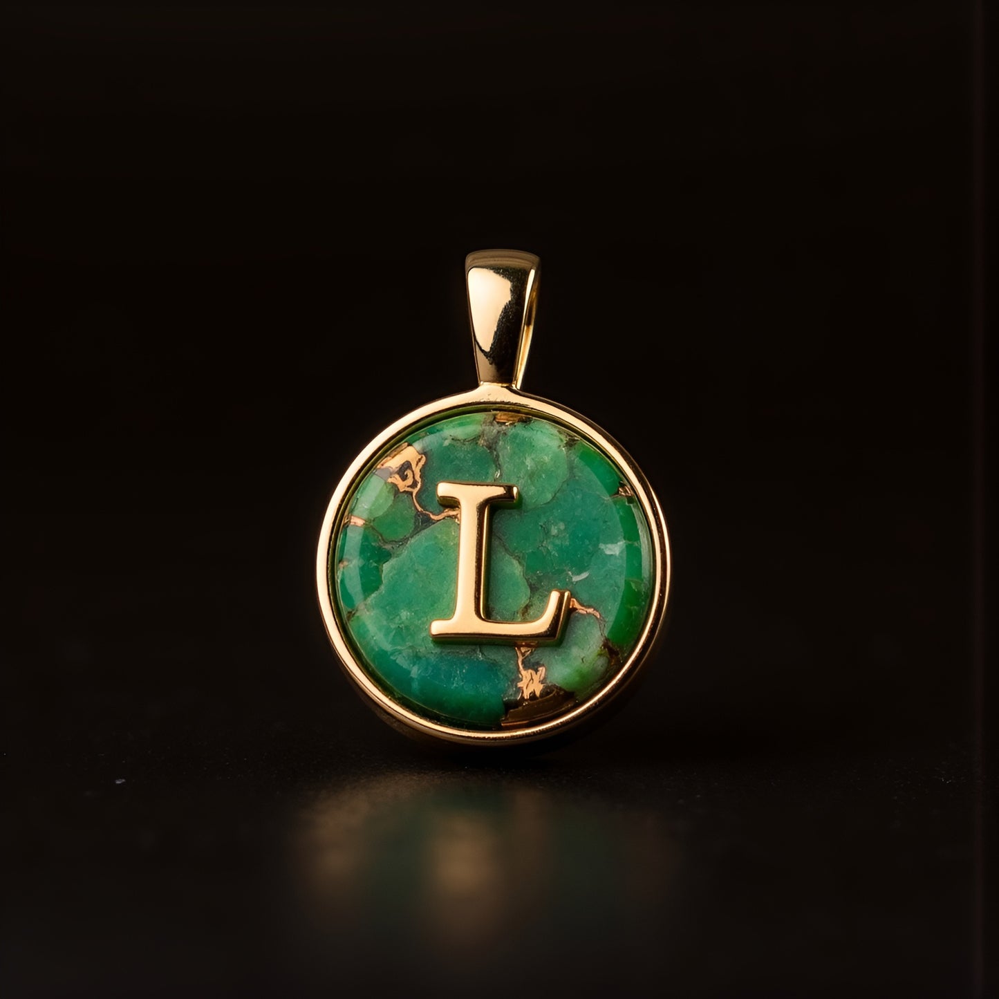 Turquoise & Gold Initial Pendant – Made to Order