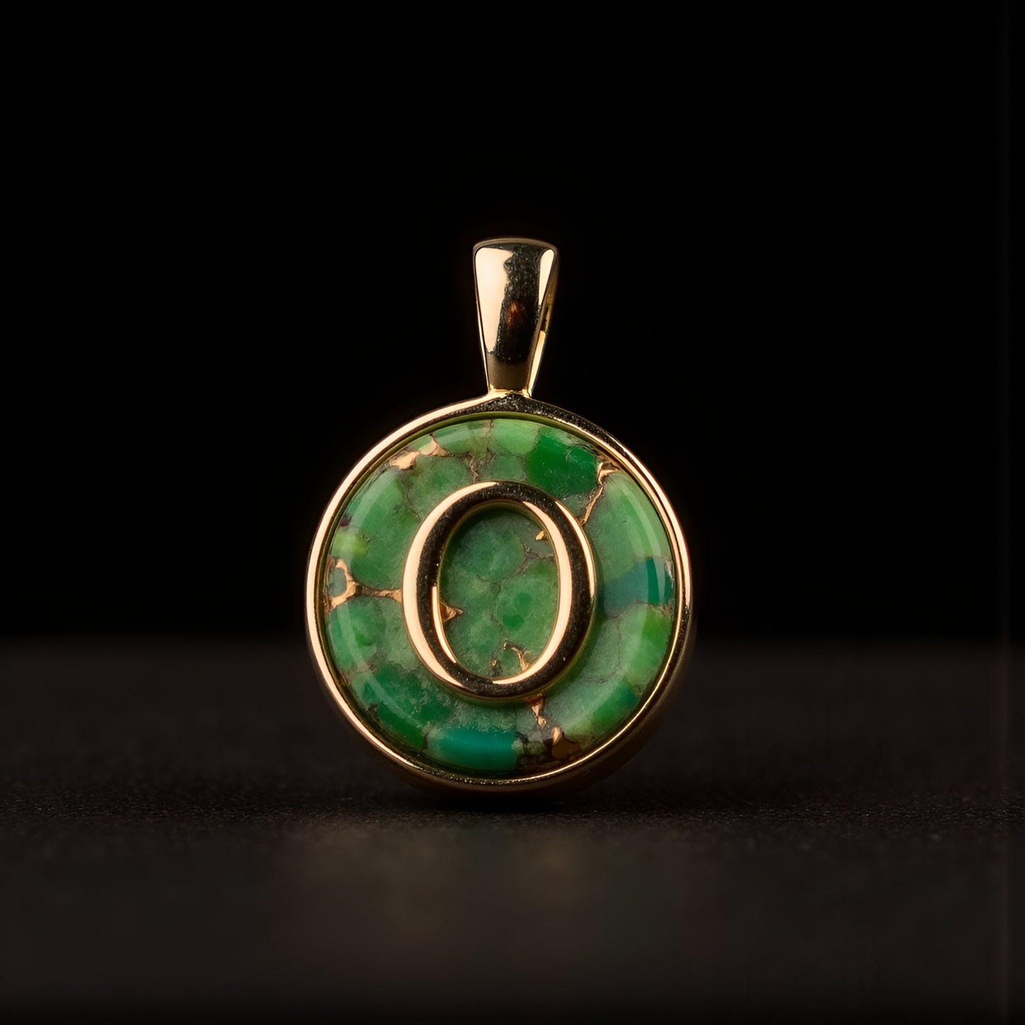 Turquoise & Gold Initial Pendant – Made to Order