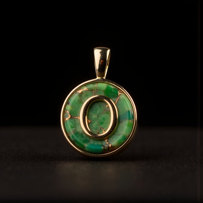 Turquoise & Gold Initial Pendant – Made to Order