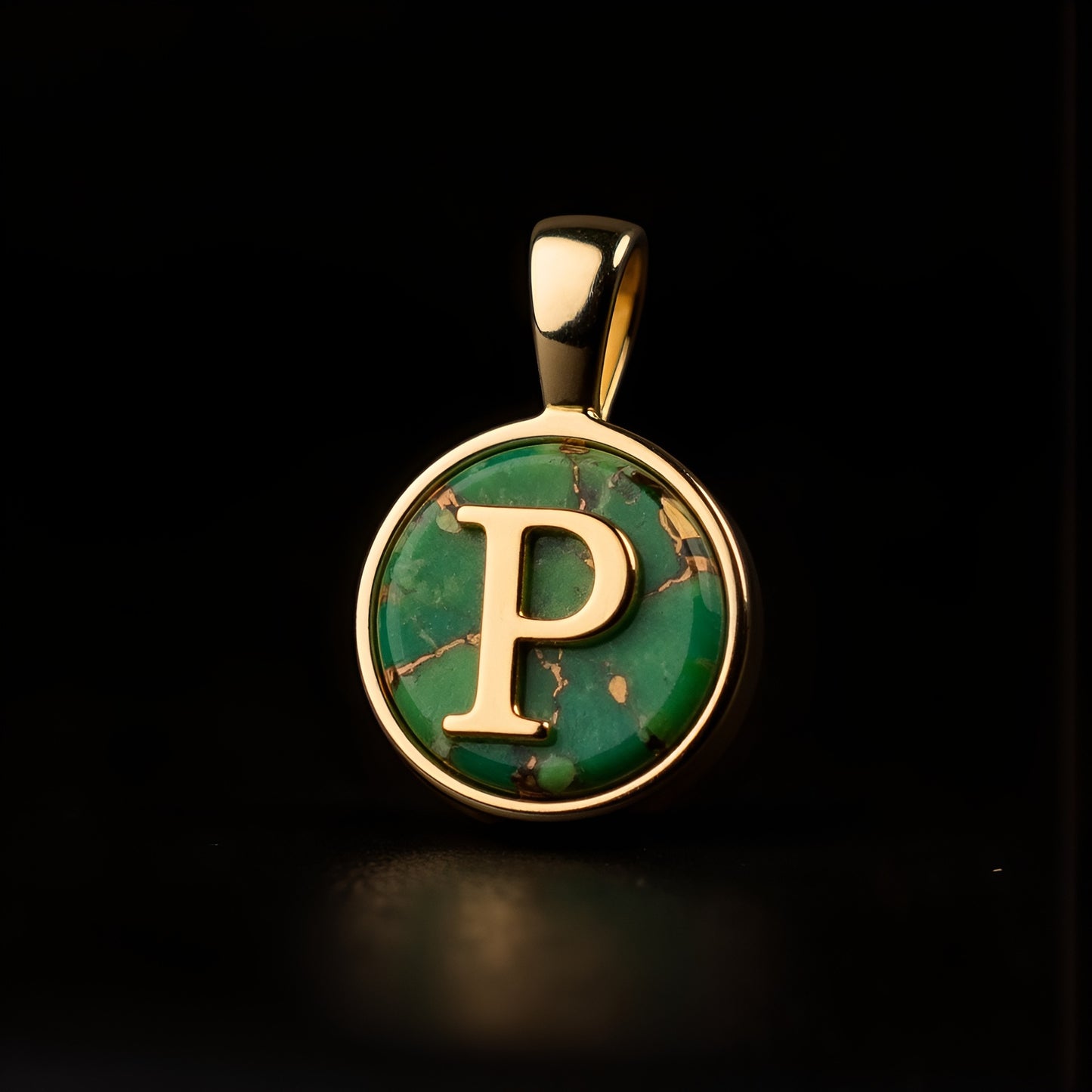 Turquoise & Gold Initial Pendant – Made to Order