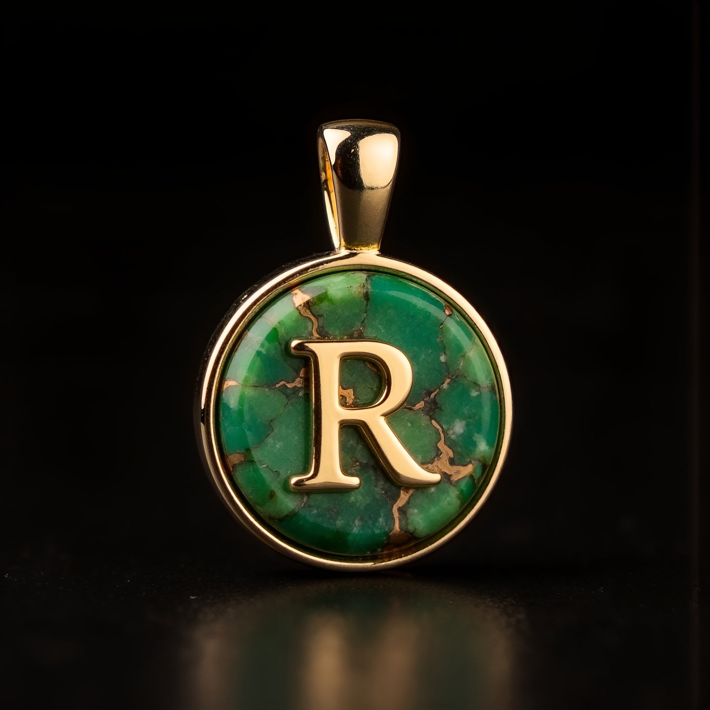 Turquoise & Gold Initial Pendant – Made to Order