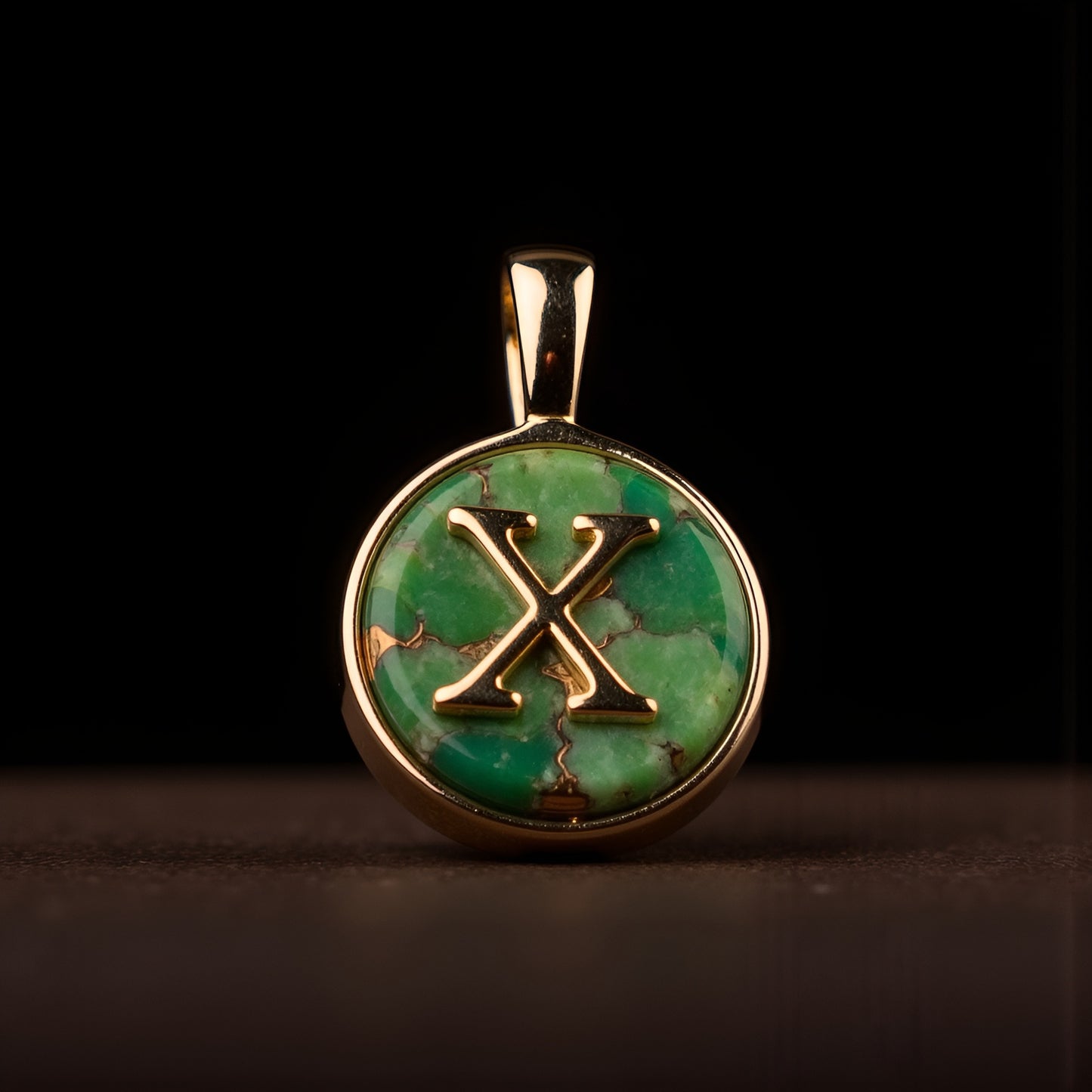 Turquoise & Gold Initial Pendant – Made to Order