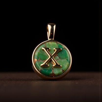 Turquoise & Gold Initial Pendant – Made to Order