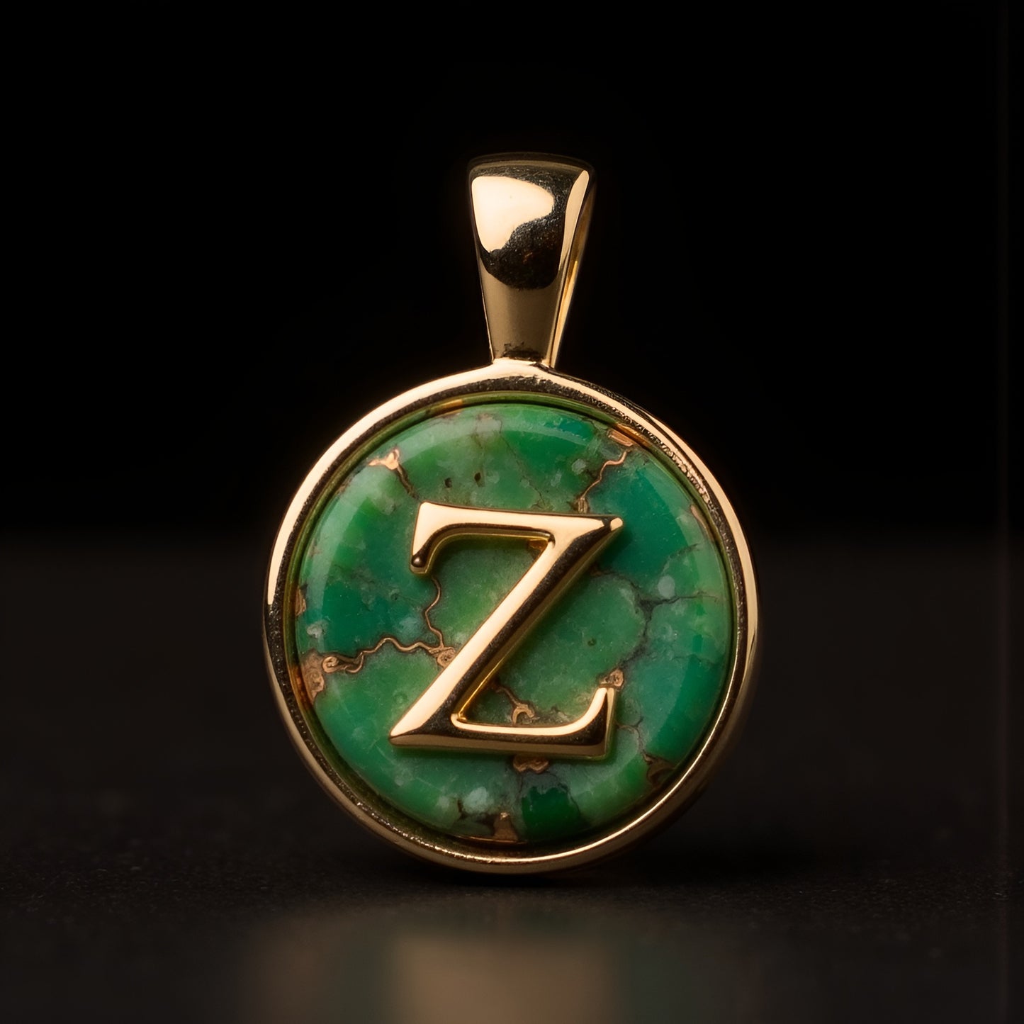 Turquoise & Gold Initial Pendant – Made to Order