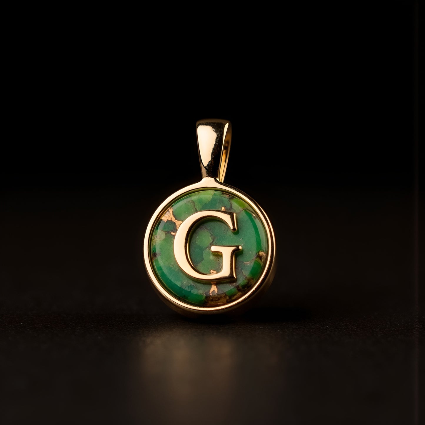 Turquoise & Gold Initial Pendant – Made to Order