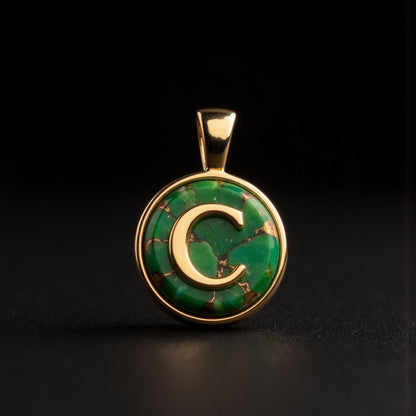 Turquoise & Gold Initial Pendant – Made to Order