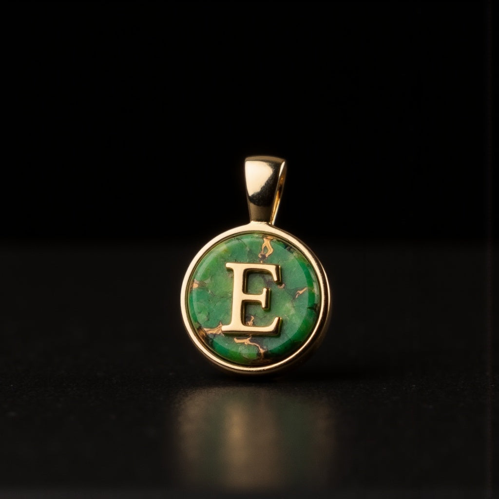 Turquoise & Gold Initial Pendant – Made to Order
