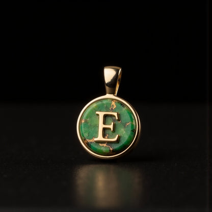 Turquoise & Gold Initial Pendant – Made to Order