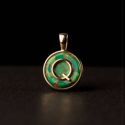 Turquoise & Gold Initial Pendant – Made to Order