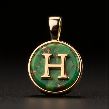 Turquoise & Gold Initial Pendant – Made to Order