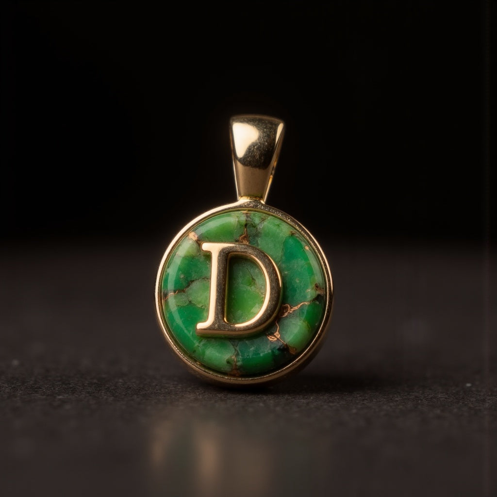 Turquoise & Gold Initial Pendant – Made to Order