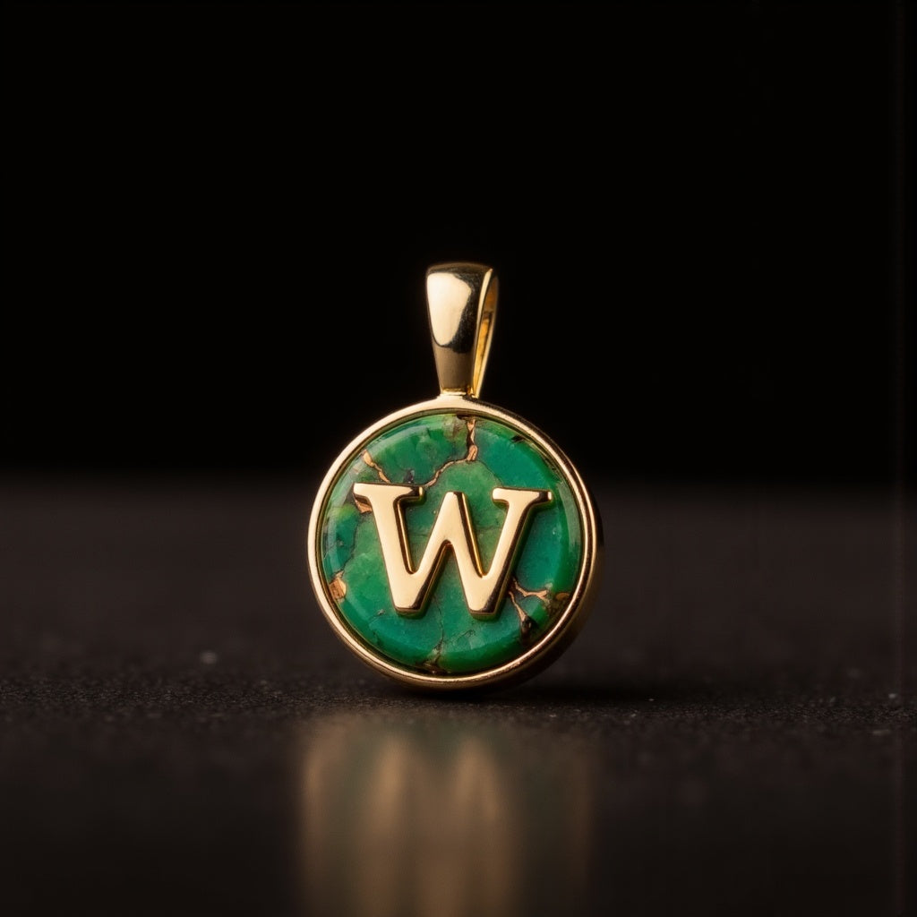 Turquoise & Gold Initial Pendant – Made to Order