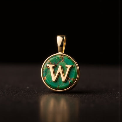 Turquoise & Gold Initial Pendant – Made to Order