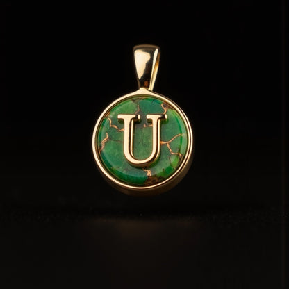 Turquoise & Gold Initial Pendant – Made to Order