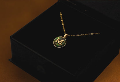 Turquoise & Gold Initial Pendant – Made to Order